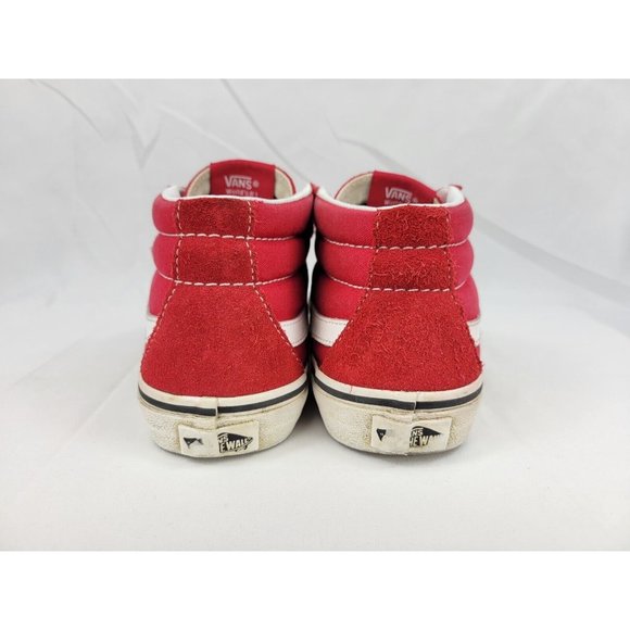Vans Hook And Loop High Top Shoes Sneakers Youth Size 5.5Y Red White 721454 - Picture 2 of 12
